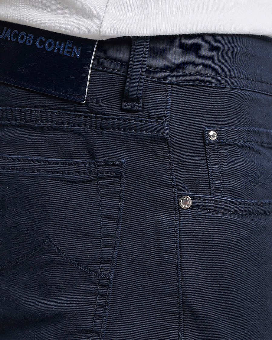 Herr | Byxor | Jacob Cohën | Bard Garment Dyed Gabardine Trousers Navy