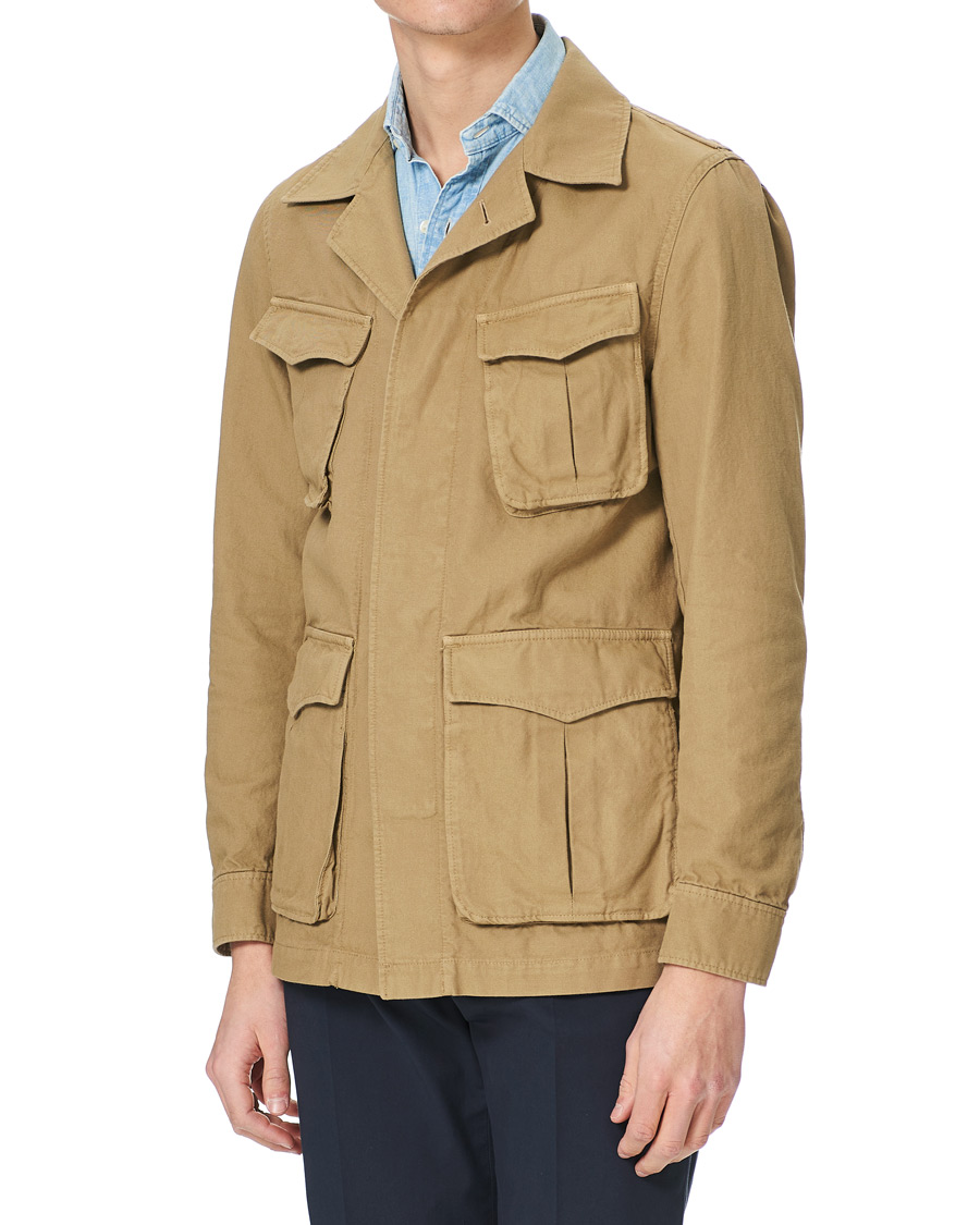 Herr | Jackor | Oscar Jacobson | Wester Cotton Field Jacket Beige