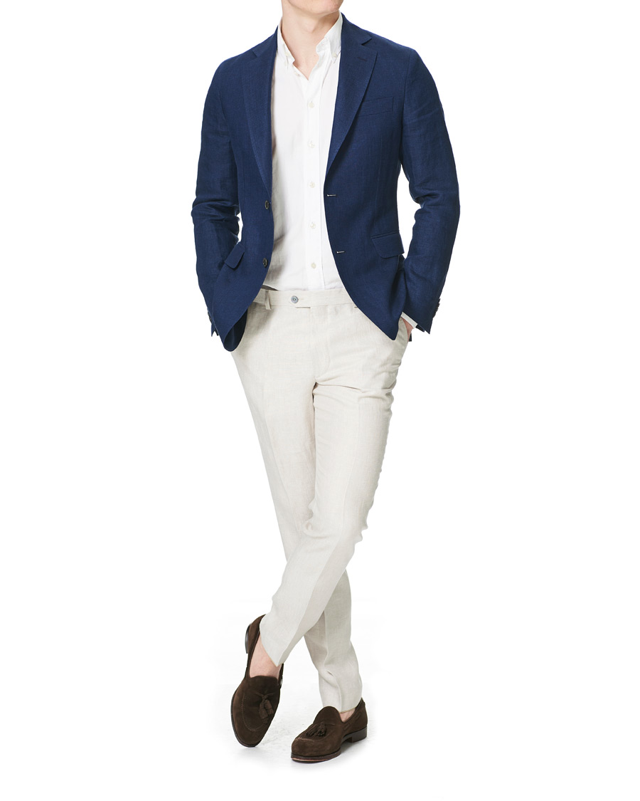 Herr | Byxor | Oscar Jacobson | Denz Linen Trousers Off White
