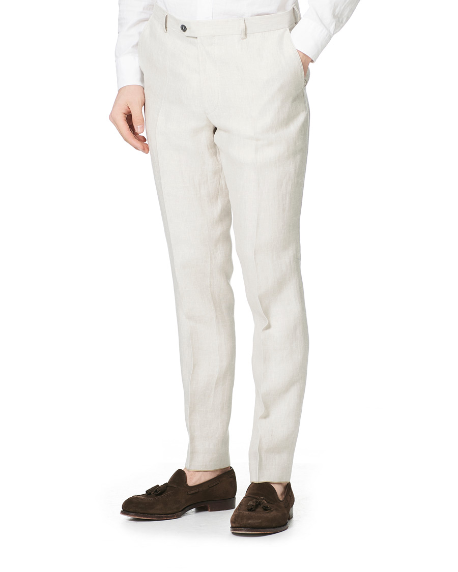 Herr | Byxor | Oscar Jacobson | Denz Linen Trousers Off White
