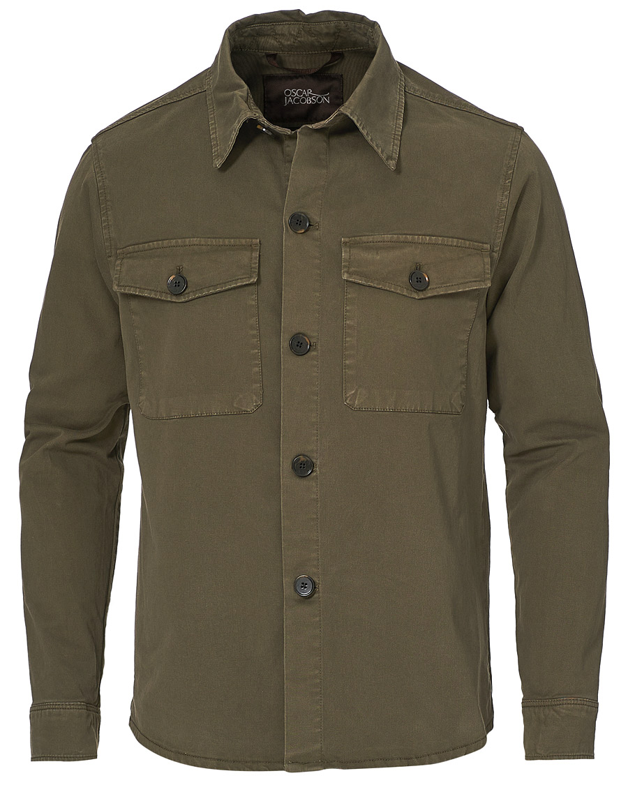Herr | Skjortor | Oscar Jacobson | Milron Cotton Overshirt Olive