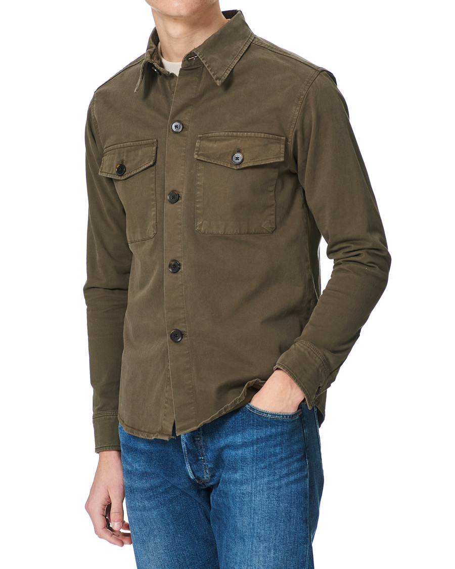 Herr | Skjortor | Oscar Jacobson | Milron Cotton Overshirt Olive
