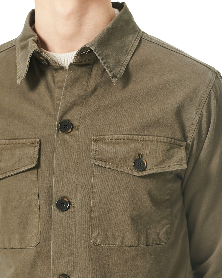 Herr | Skjortor | Oscar Jacobson | Milron Cotton Overshirt Olive