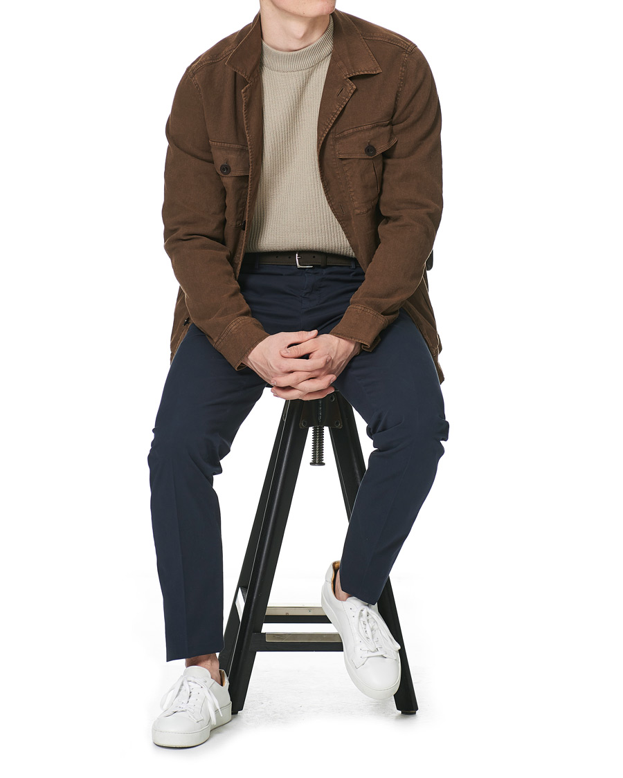 Herr | Skjortor | Oscar Jacobson | Linen Safari Shirt Jacket Brown