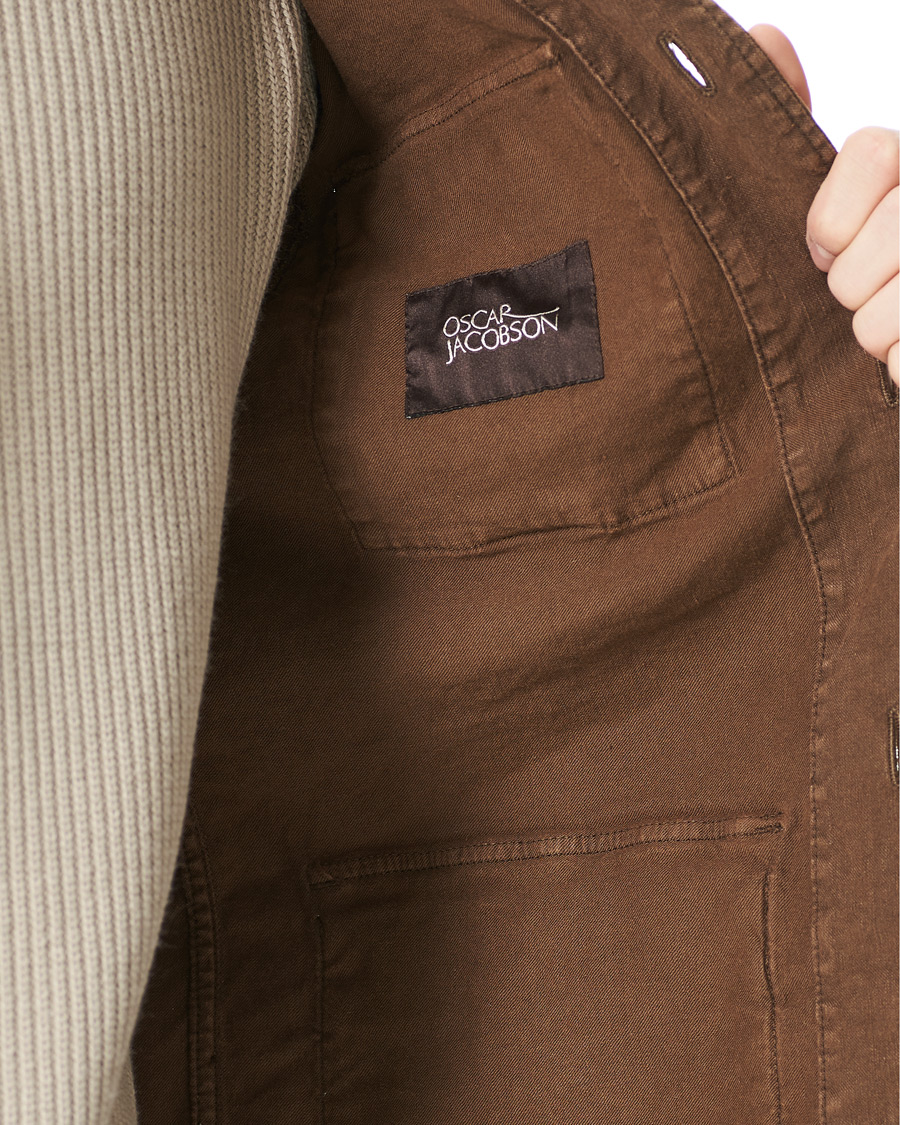 Herr | Skjortor | Oscar Jacobson | Linen Safari Shirt Jacket Brown