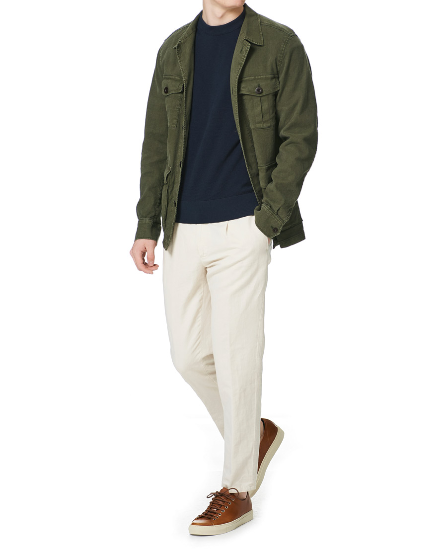 Herr | Skjortor | Oscar Jacobson | Linen Safari Shirt Jacket Olive