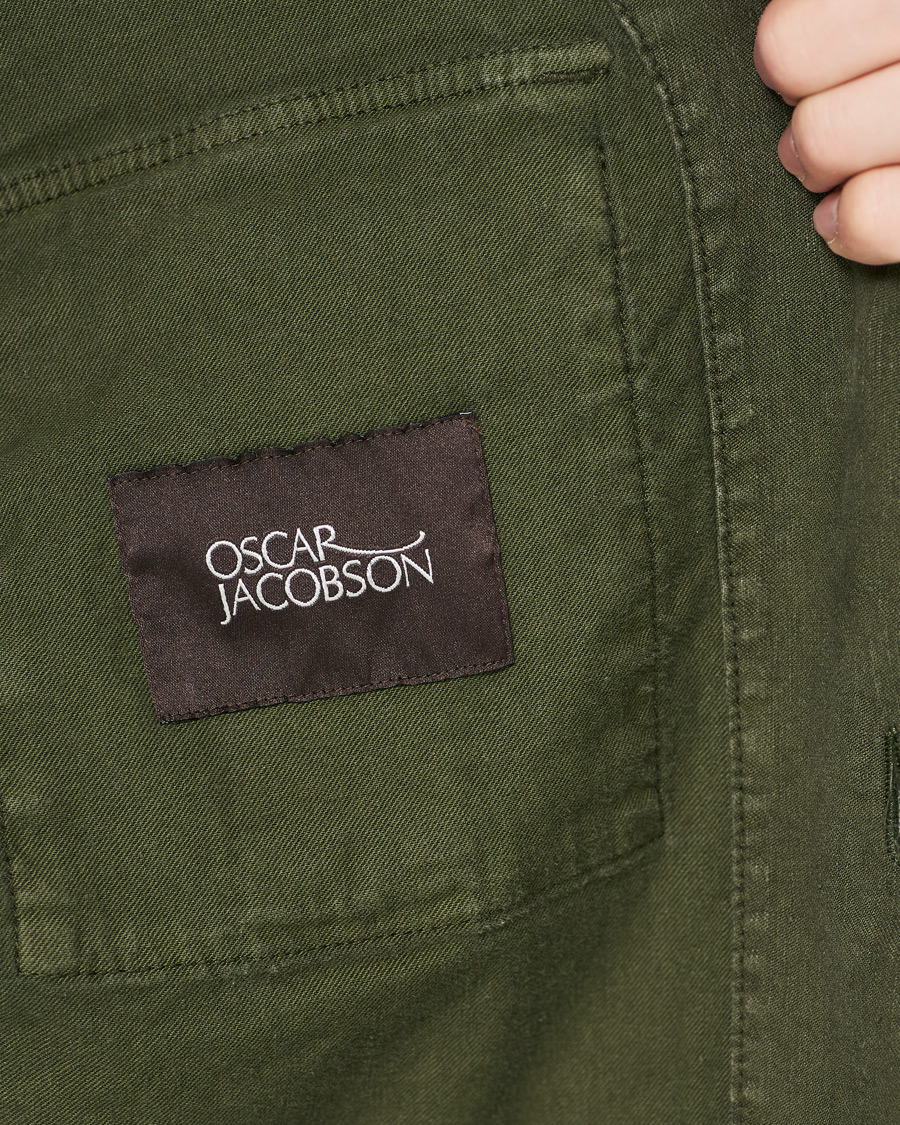 Herr | Skjortor | Oscar Jacobson | Linen Safari Shirt Jacket Olive