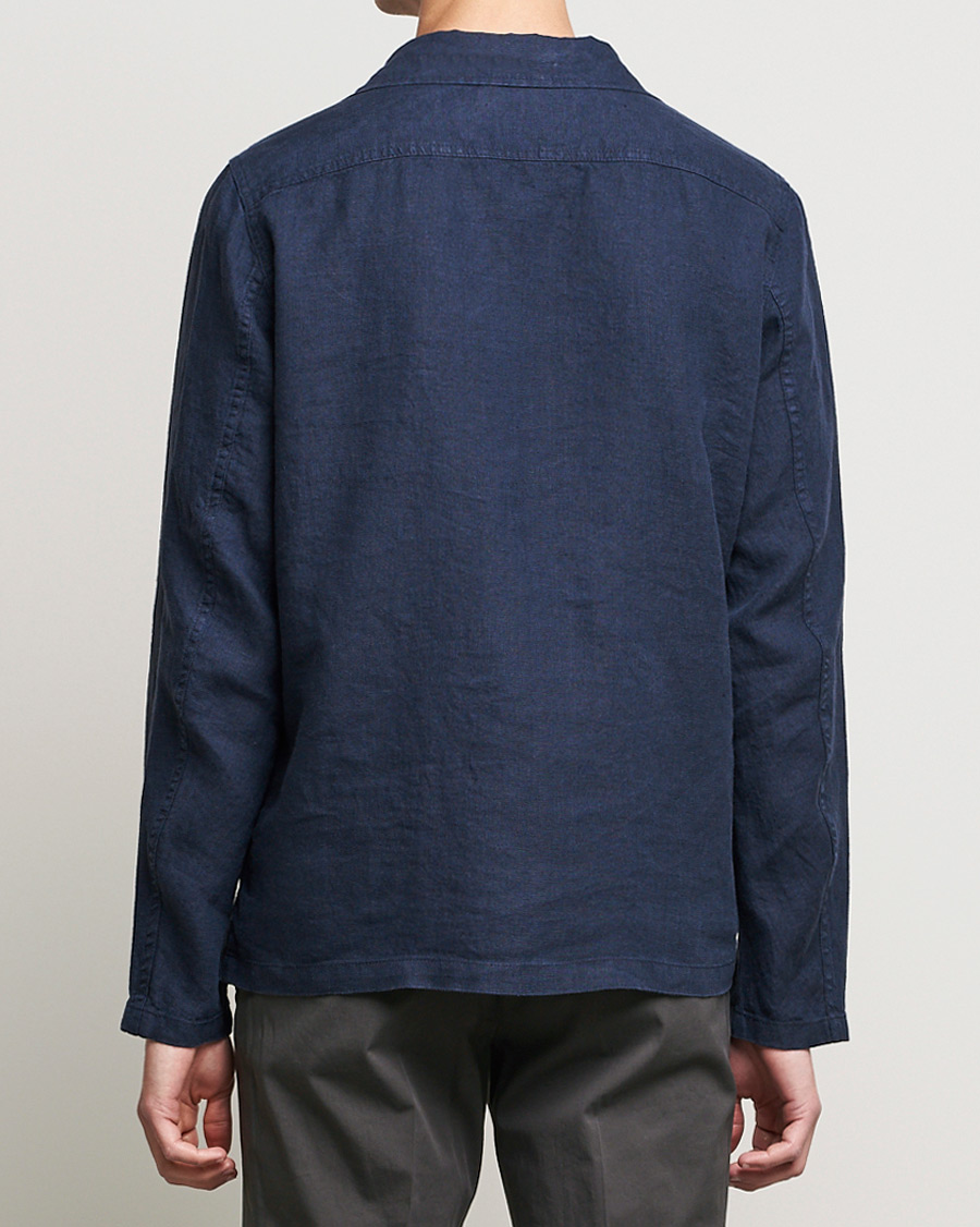 Herr | Skjortor | Oscar Jacobson | Holger Linnen Overshirt Navy