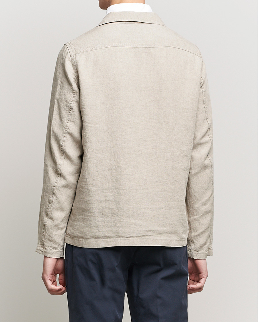 Herr | Skjortor | Oscar Jacobson | Holger Linnen Overshirt Beige