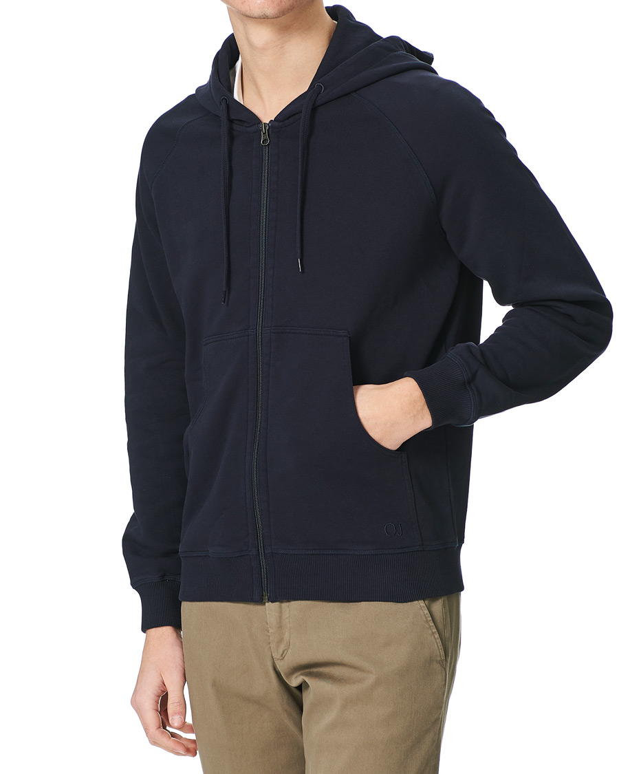 Herr | Tröjor | Oscar Jacobson | Olof Full Zip Cotton Hood Navy