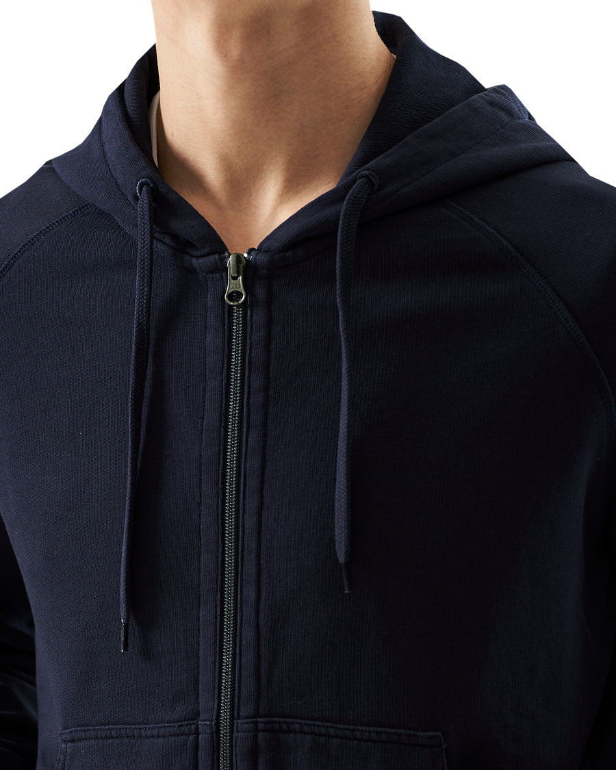 Herr | Tröjor | Oscar Jacobson | Olof Full Zip Cotton Hood Navy