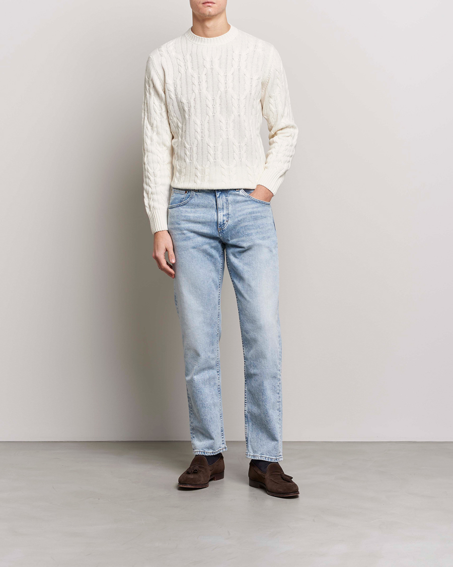 Herr | Straight leg | Oscar Jacobson | Johan Straight Fit Cotton Stretch Jeans Light Wash