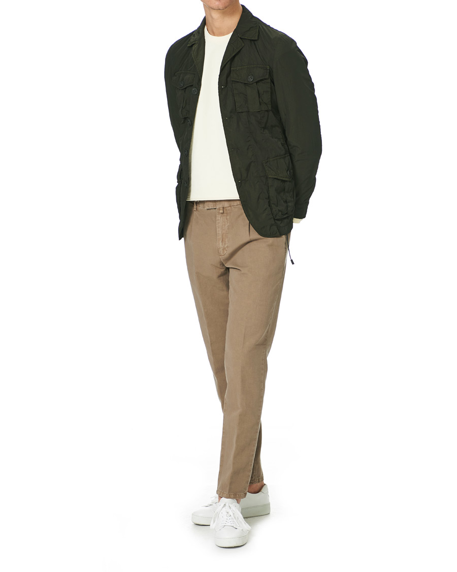 Herr | Byxor | Briglia 1949 | Easy Fit Pleated Linen Trousers Taupe