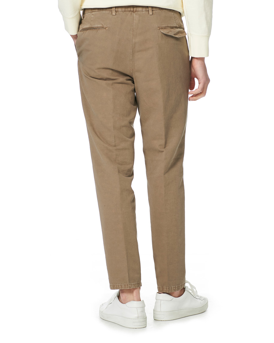 Herr | Byxor | Briglia 1949 | Easy Fit Pleated Linen Trousers Taupe