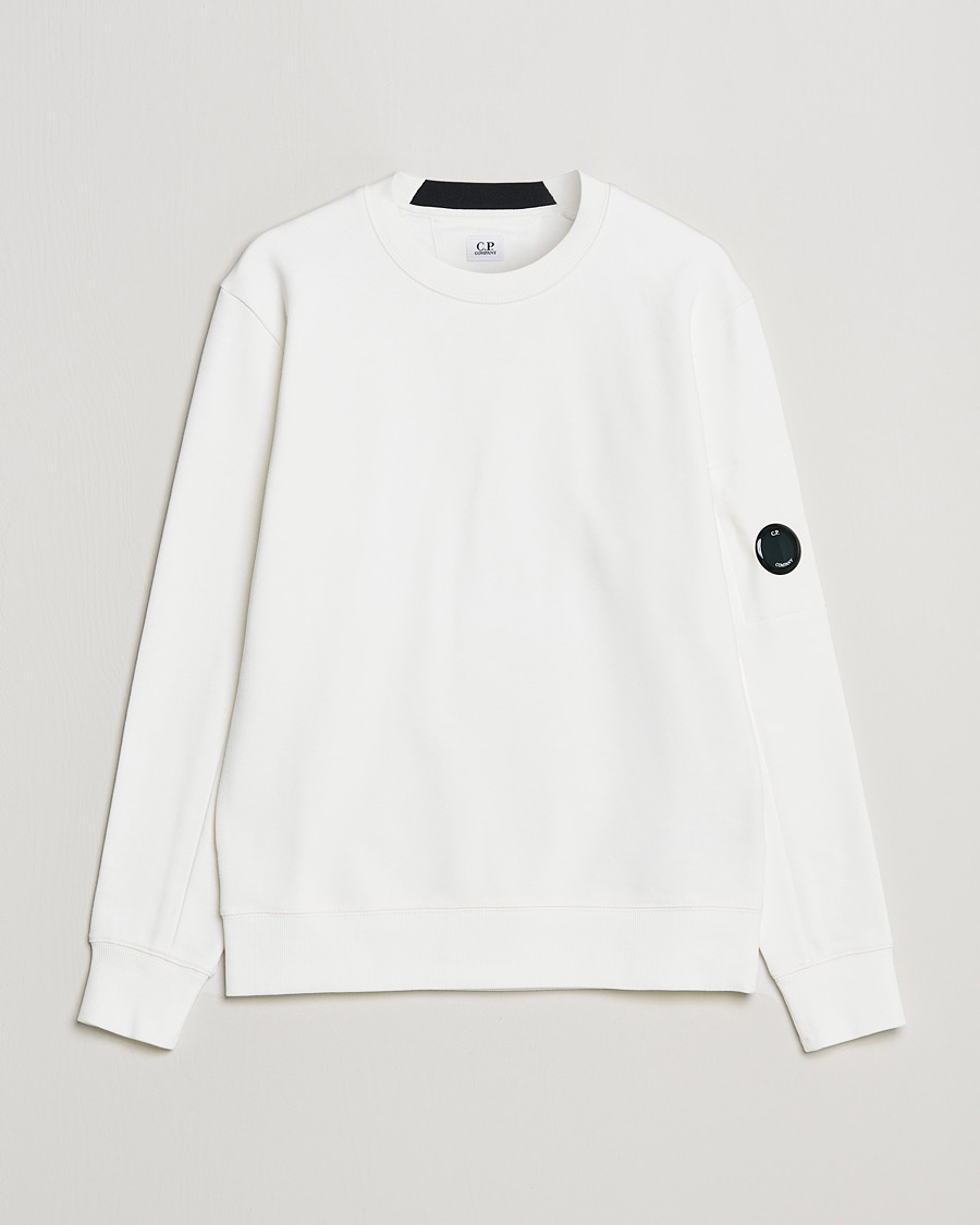 Herr | Tröjor | C.P. Company | Diagonal Raised Fleece Lens Sweatshirt White