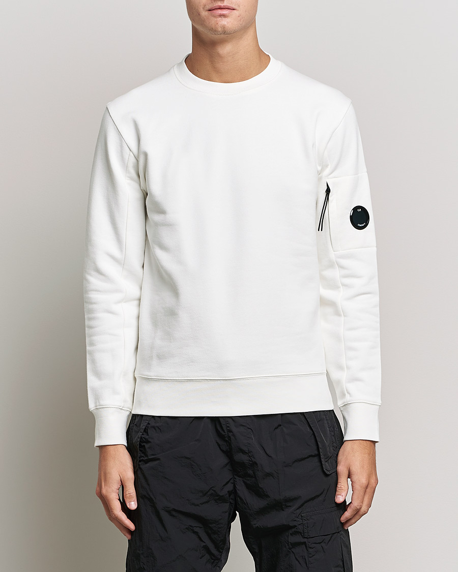 Herr | Tröjor | C.P. Company | Diagonal Raised Fleece Lens Sweatshirt White