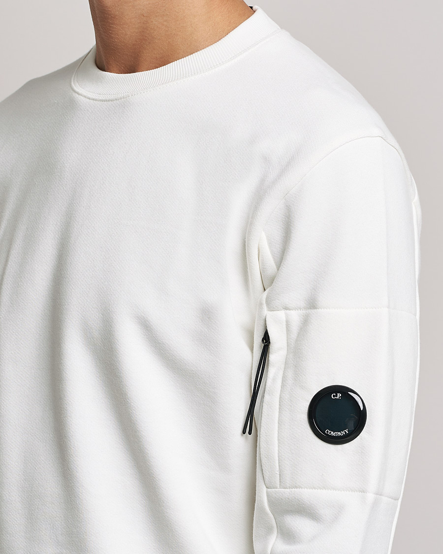 Herr | Tröjor | C.P. Company | Diagonal Raised Fleece Lens Sweatshirt White