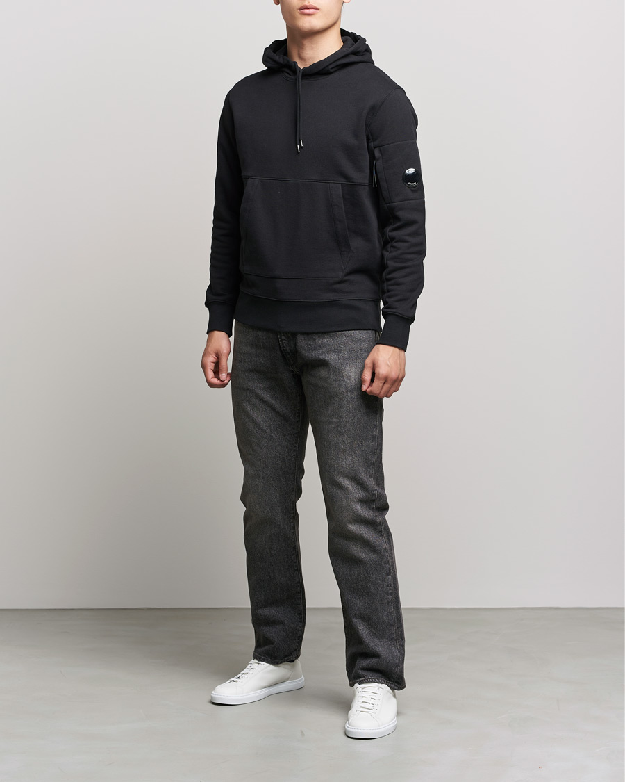 Herr | Tröjor | C.P. Company | Diagonal Raised Fleece Hooded Lens Sweatshirt Black