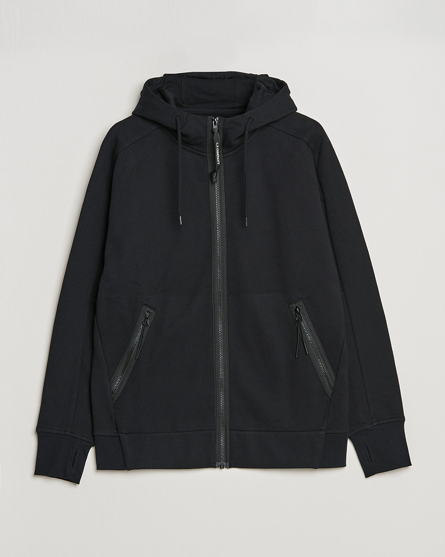 Herr | Tröjor | C.P. Company | Diagonal Raised Fleece Full Zip Goggle Hoodie Black