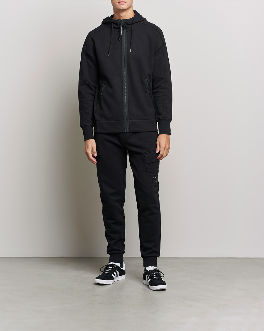 Herr | Tröjor | C.P. Company | Diagonal Raised Fleece Full Zip Goggle Hoodie Black