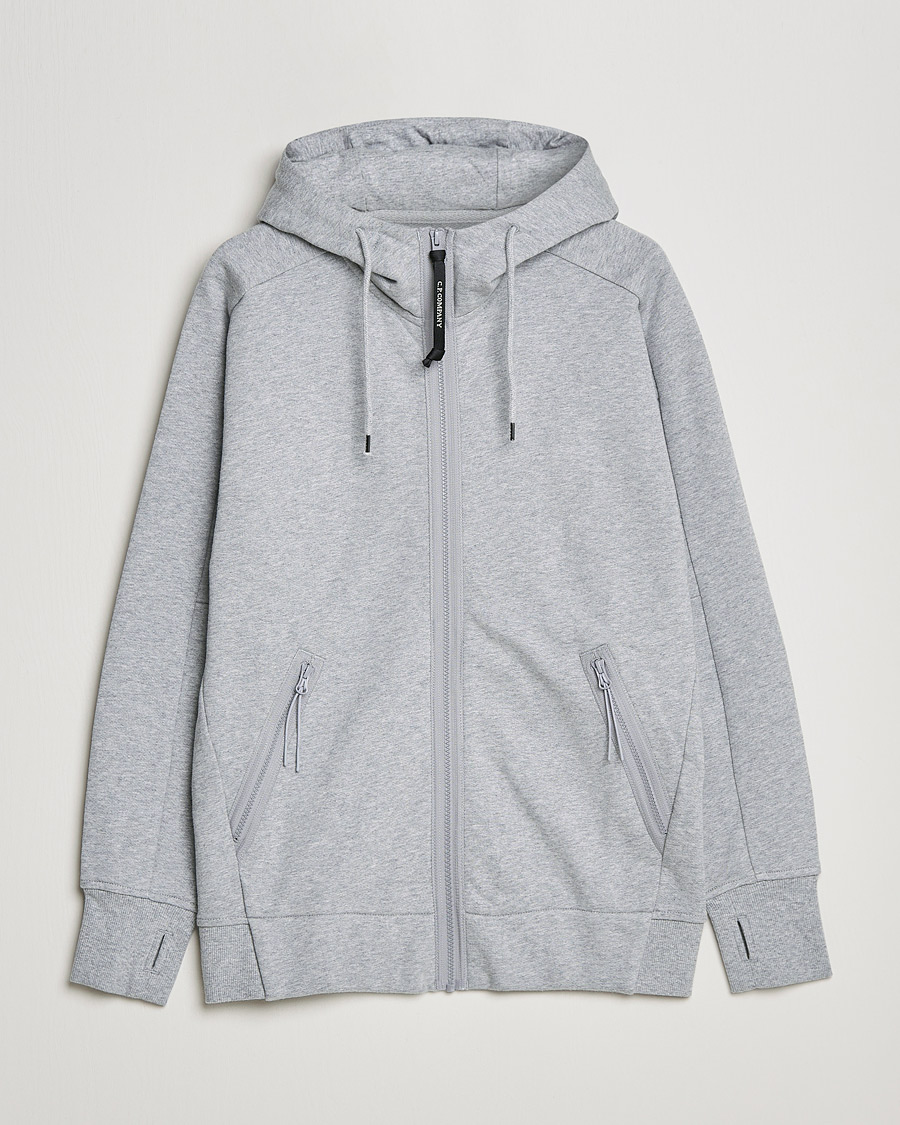 Herr | Tröjor | C.P. Company | Diagonal Raised Fleece Full Zip Goggle Hoodie Grey