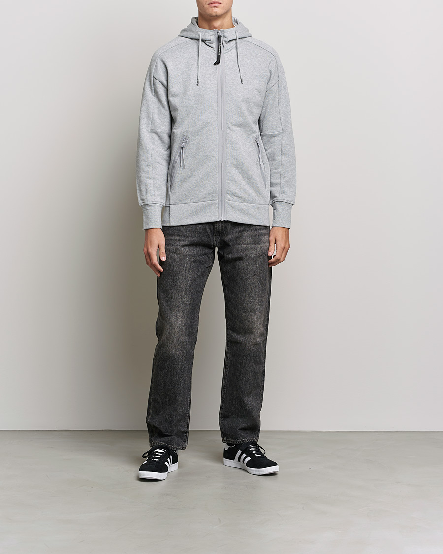Herr | Tröjor | C.P. Company | Diagonal Raised Fleece Full Zip Goggle Hoodie Grey