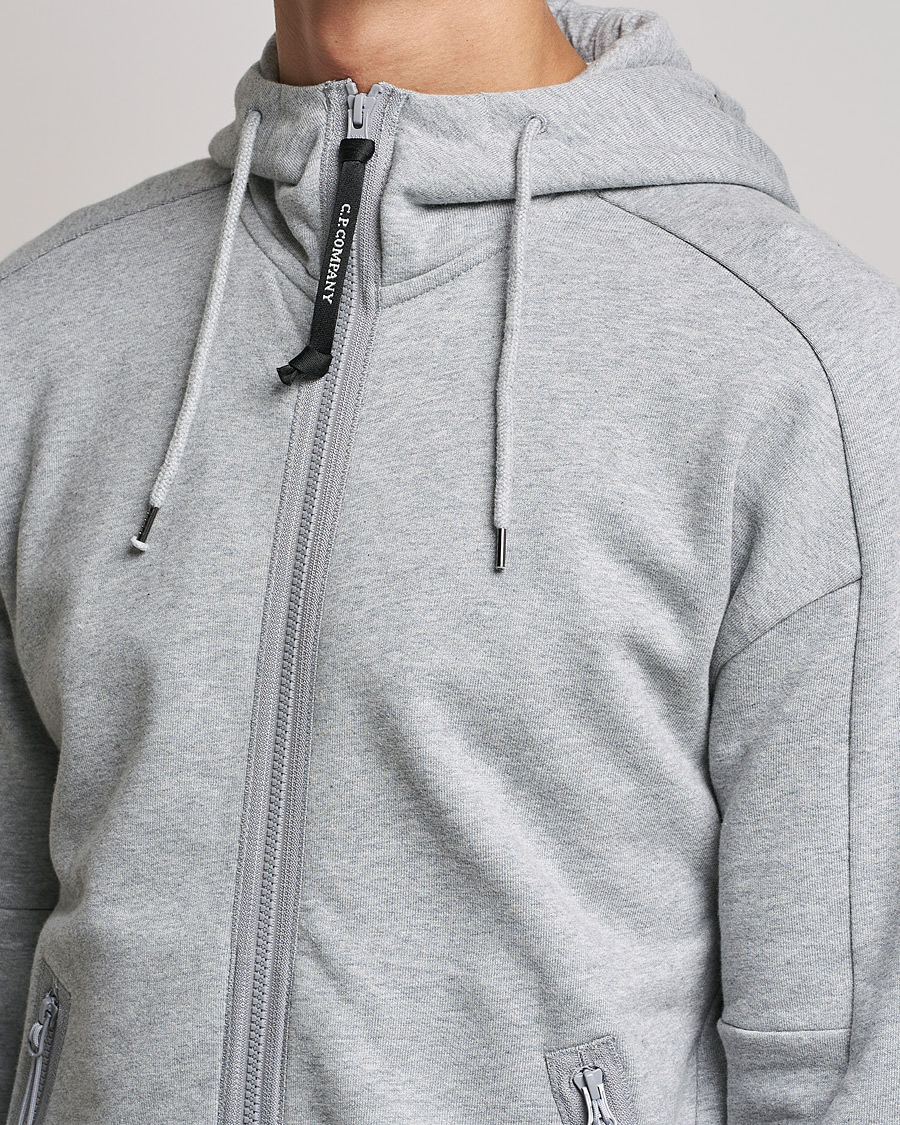 Herr | Tröjor | C.P. Company | Diagonal Raised Fleece Full Zip Goggle Hoodie Grey