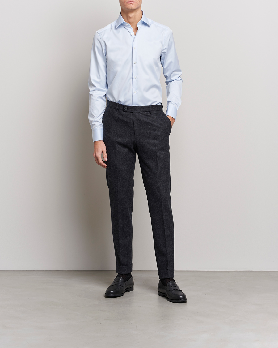 Herr | Stenströms | Stenströms | Slimline Cut Away Shirt Light Blue