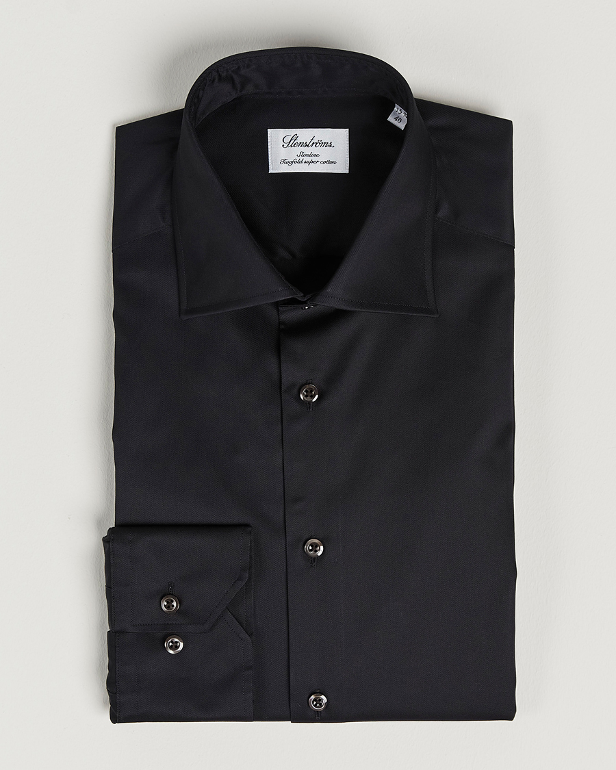 Herr | Skjortor | Stenströms | Slimline Cut Away Shirt Black