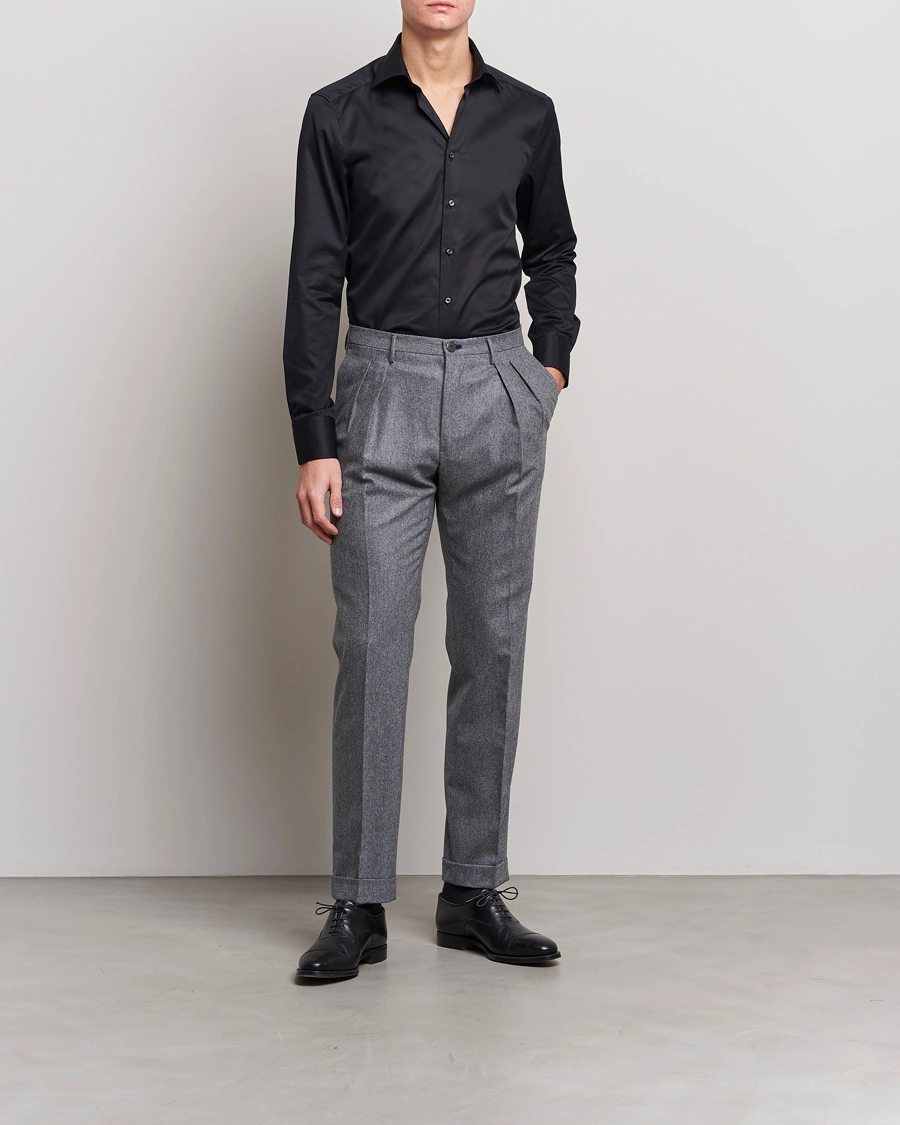 Herr | Businesskjortor | Stenströms | Slimline Cut Away Shirt Black