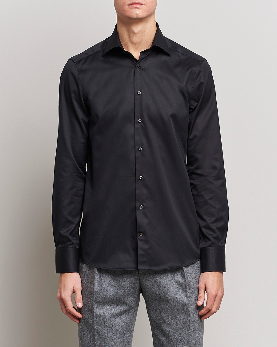 Herr | Skjortor | Stenströms | Slimline Cut Away Shirt Black