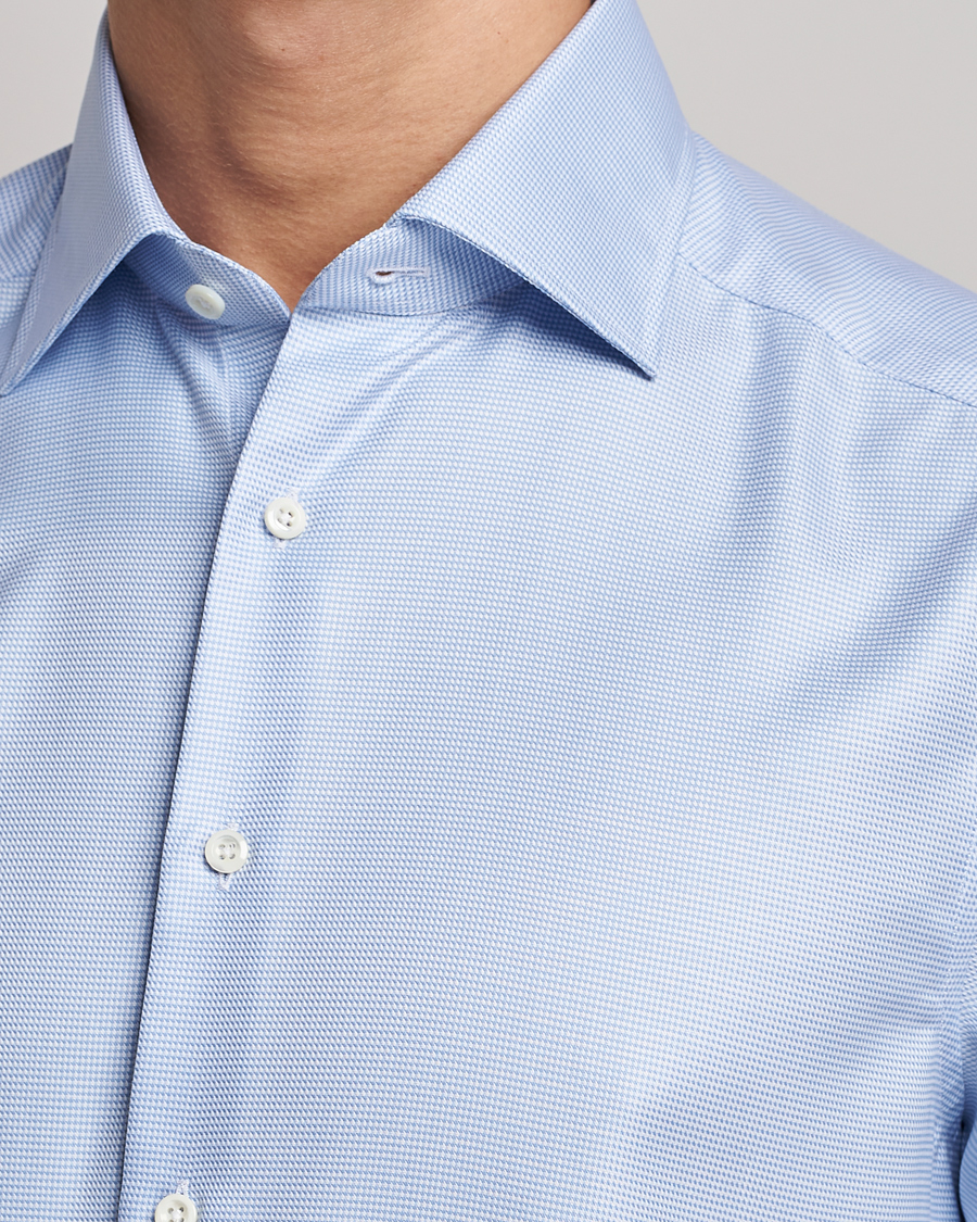 Herr | Skjortor | Stenströms | Slimline Houndstooth Shirt Light Blue