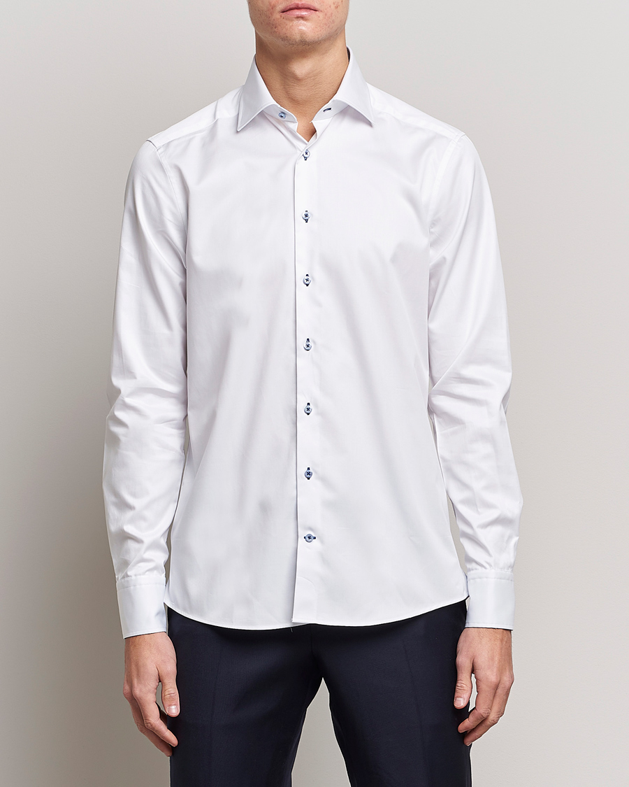 Herr | Mörk kostym | Stenströms | Slimline Contrast Cut Away Shirt White