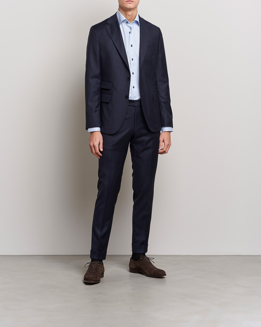 Herr | Skjortor | Stenströms | Slimline Striped Contrast Shirt Light Blue