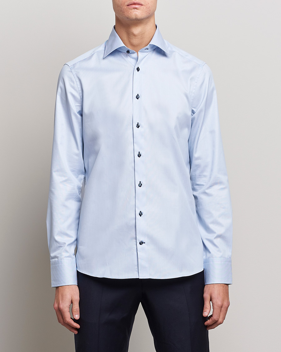 Herr | Skjortor | Stenströms | Slimline Striped Contrast Shirt Light Blue