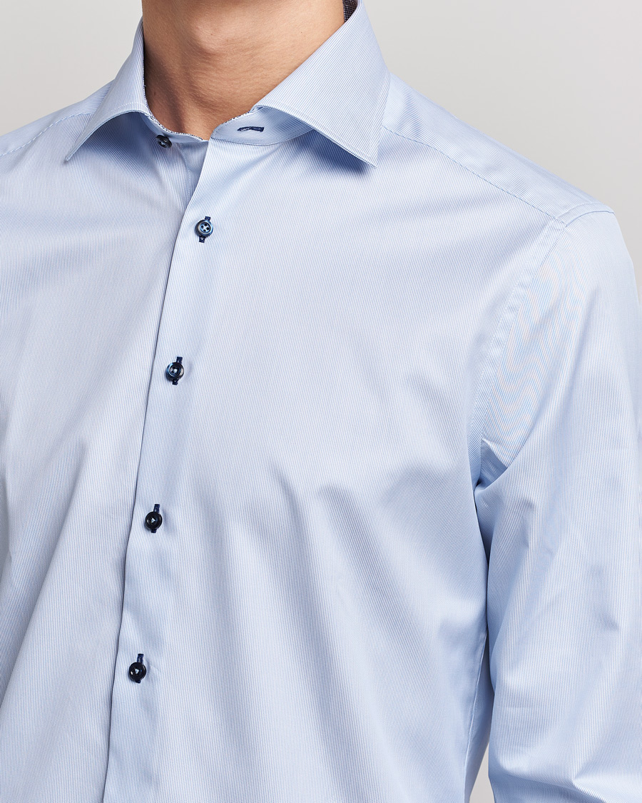 Herr | Skjortor | Stenströms | Slimline Striped Contrast Shirt Light Blue