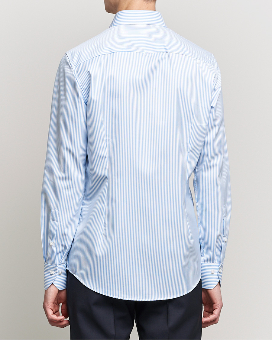 Herr | Skjortor | Stenströms | Slimline Stripe Cut Away Shirt Light Blue