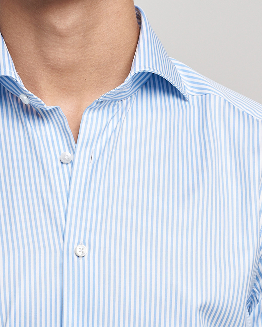 Herr | Skjortor | Stenströms | Slimline Stripe Cut Away Shirt Light Blue