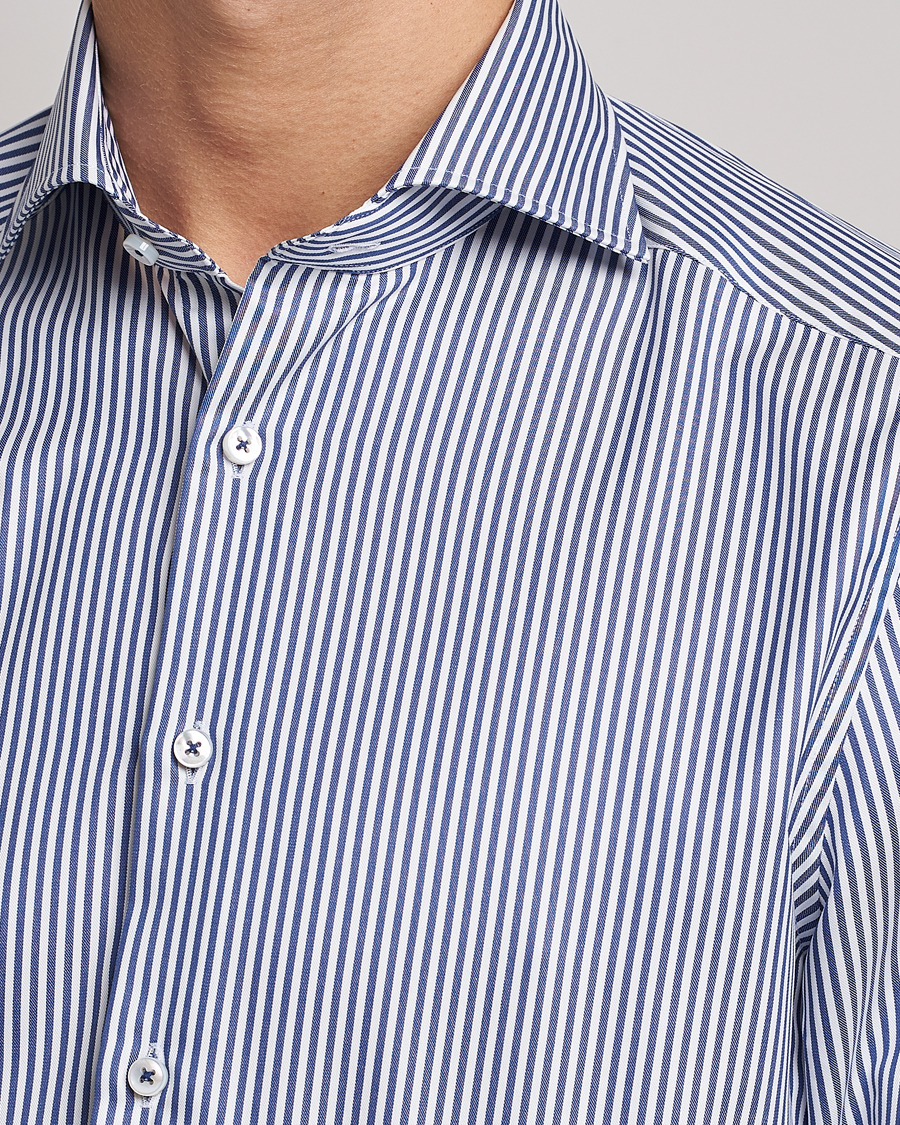 Herr | Skjortor | Stenströms | Slimline Stripe Cut Away Shirt Navy