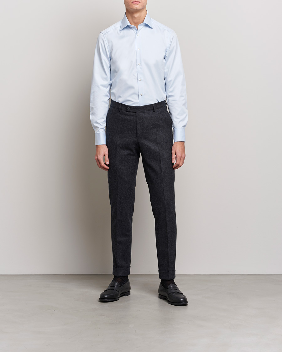 Herr | Skjortor | Stenströms | Slimline Double Cuff Light Blue