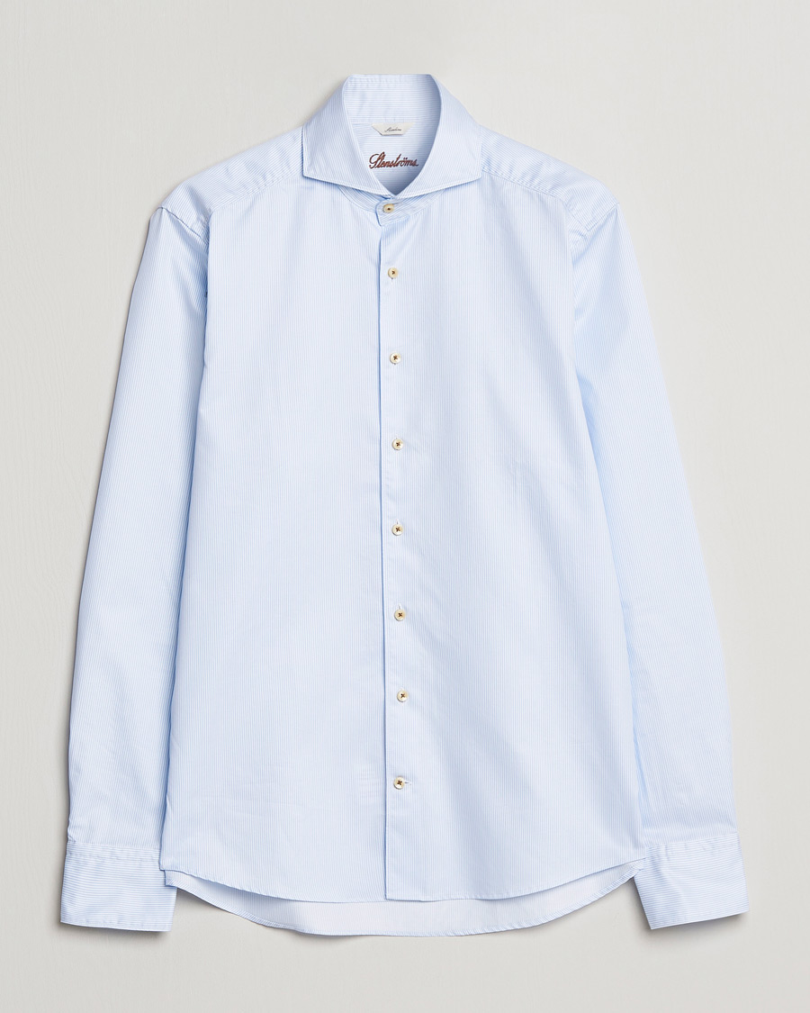 Herr | Skjortor | Stenströms | Slimline Pinstriped Casual Shirt Light Blue