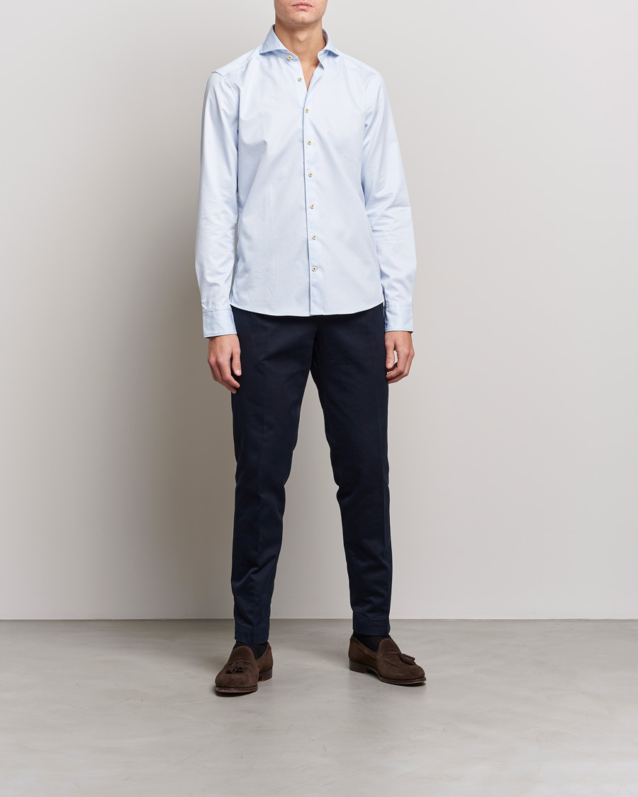 Herr | Skjortor | Stenströms | Slimline Pinstriped Casual Shirt Light Blue