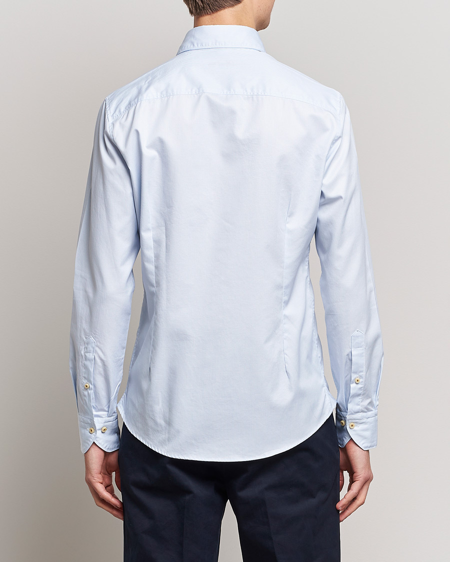 Herr | Skjortor | Stenströms | Slimline Pinstriped Casual Shirt Light Blue