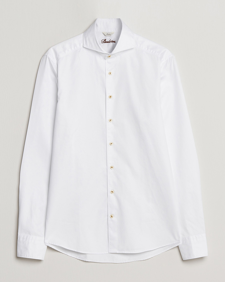 Herr | Skjortor | Stenströms | Slimline Washed Cotton Shirt White