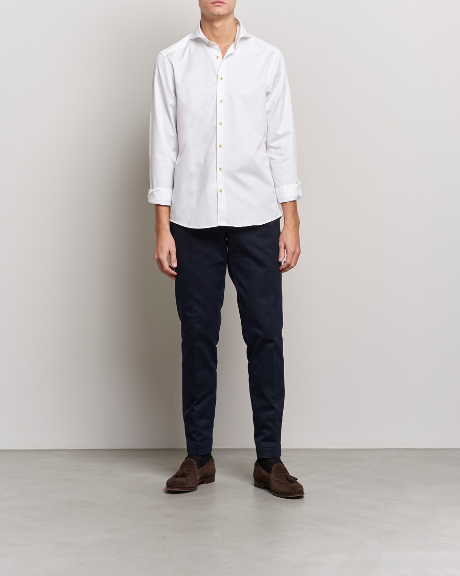 Herr | Skjortor | Stenströms | Slimline Washed Cotton Shirt White