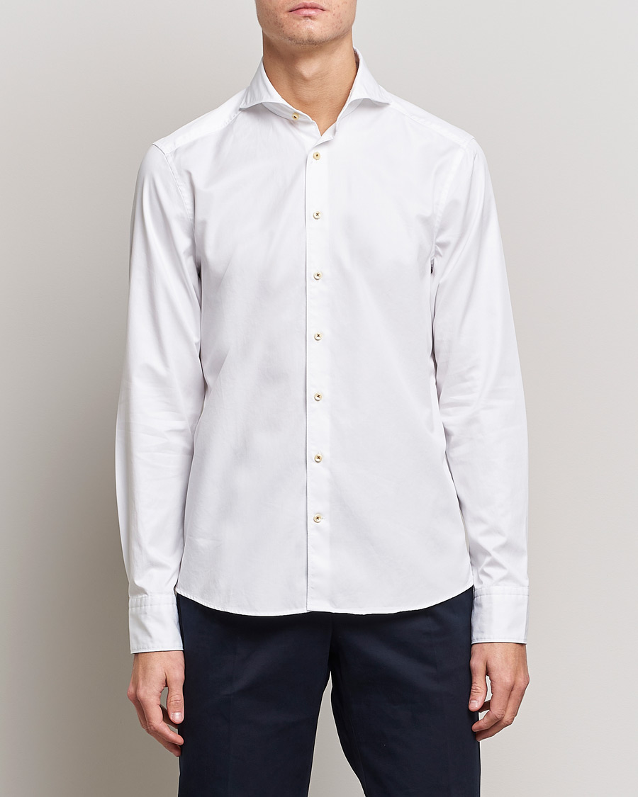 Herr | Casualskjortor | Stenströms | Slimline Washed Cotton Shirt White