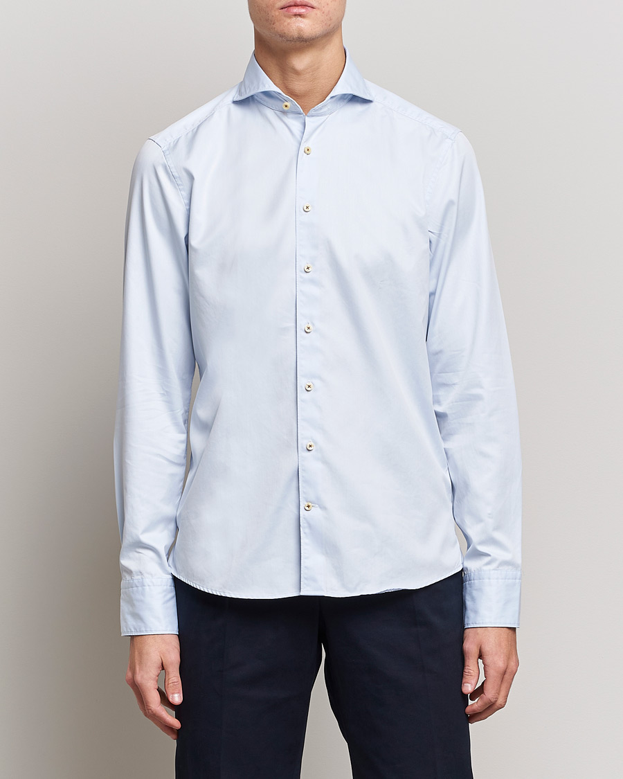 Herre |  | Stenströms | Slimline Washed Cotton Shirt Light Blue