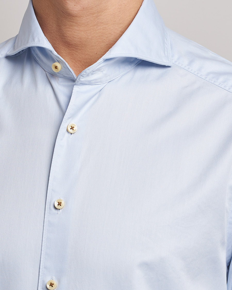 Herr | Skjortor | Stenströms | Slimline Washed Cotton Shirt Light Blue