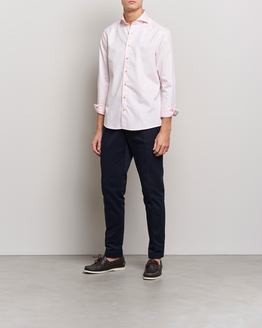 Herr | Skjortor | Stenströms | Slimline Washed Cotton Shirt Pink