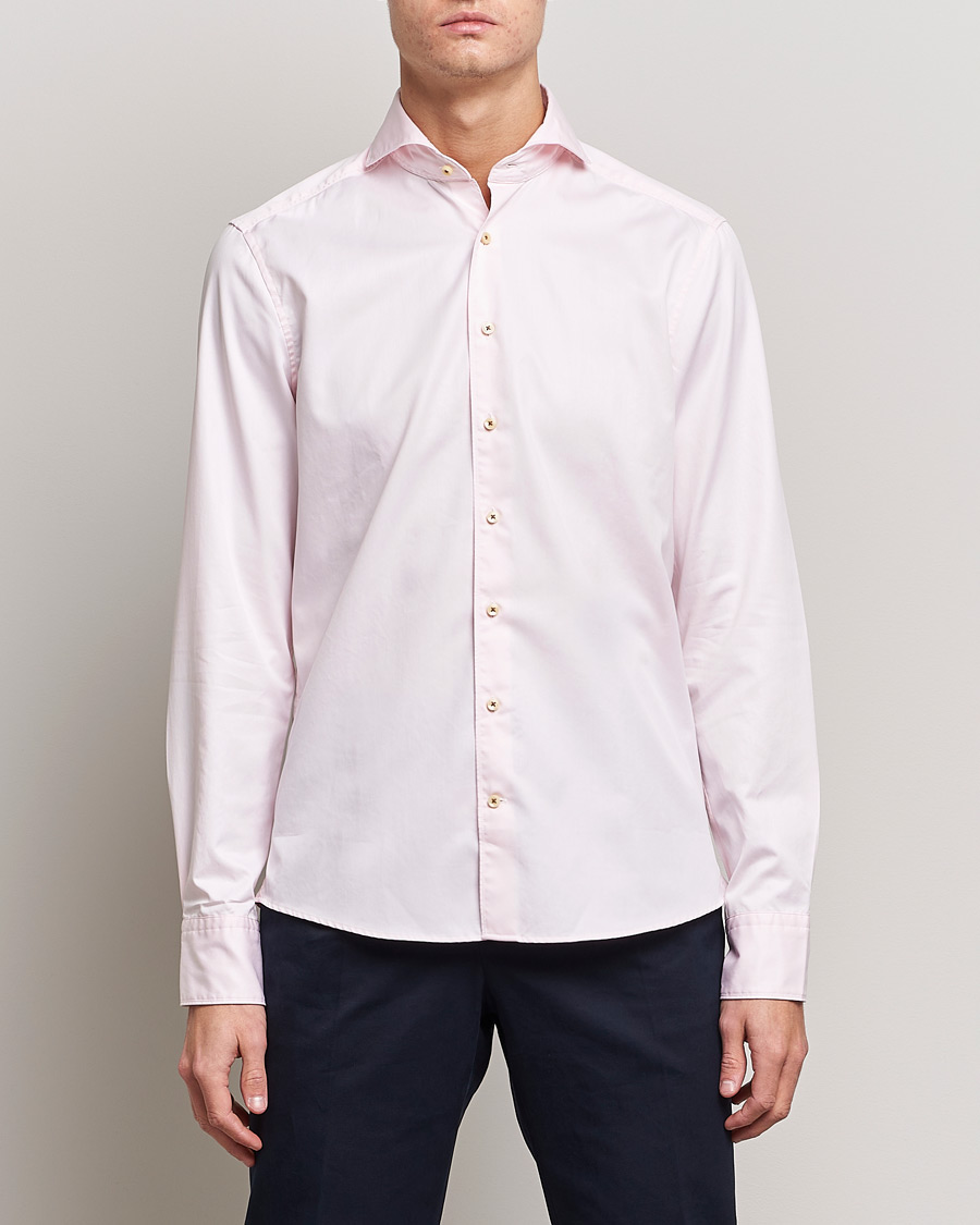Herr |  | Stenströms | Slimline Washed Cotton Shirt Pink